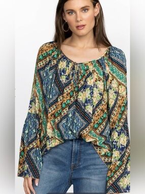 Johnny Was Miza Tiered Blouse Size Large